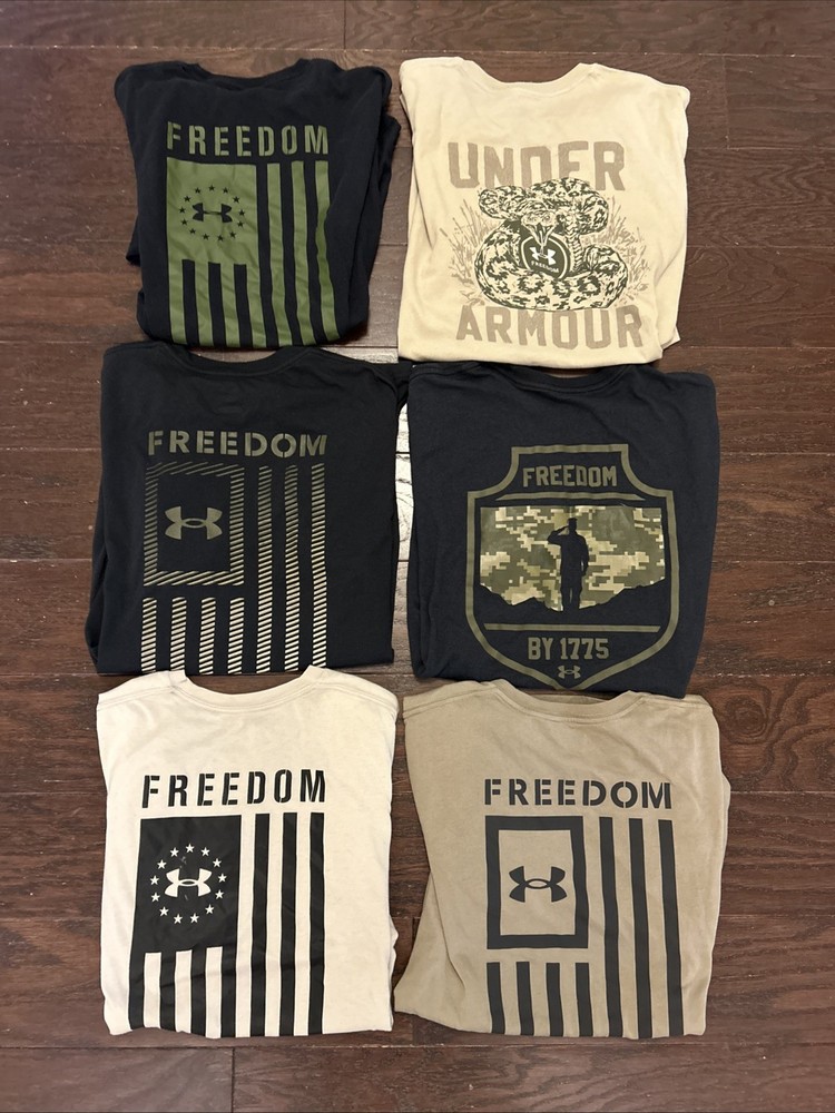Under Armour Freedom TShirt Lot Of 6 Mens Sz M Desert Sand Black America USA
