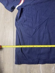Tommy Hilfiger V-Neck T-Shirt Men’s XL Navy Blue Stripe Sleeve Crest Logo Casual