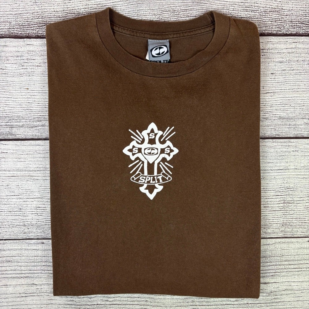 Vintage Split Skateboards Brown Graphic Cross Skate T-shirt size Men’s XL