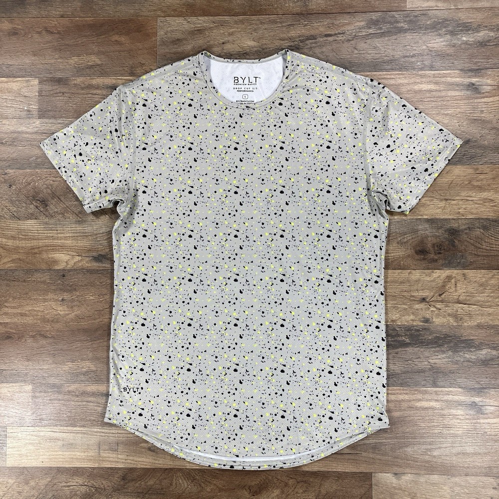 BYLT Shirt Mens Large Short Sleeve Drop Cut Performance Crew Neck T