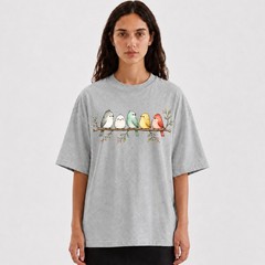 Watercolor Birds Branch T-Shirt Cute Bird Family Spring Tee