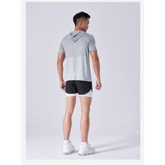 Men’s High Stretch Breathable Clothes Quick Dry Hooded Short Sleeve T-Shirt
