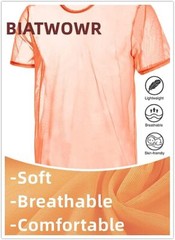 Zonbailon Men’s Shirts Short Mesh Sleeve See Through T-Shirt Tops Undershirts