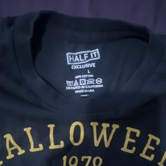 HALF IT Halloween Men’s Black Cotton Graphic Short Sleeve T-Shirt Size L