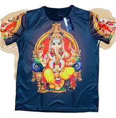 Lord Ganesh Shri Ganesha Hindu Chakra Men Women Unisex T-shirt XL polyester USA