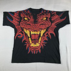 Liquid Blue Double Sided AOP Red Dragon Green XL 1996 Single Stitch Shirt VTG