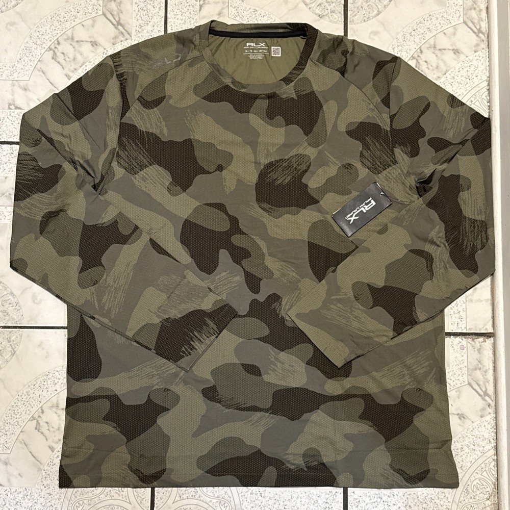 New Ralph Lauren RLX Performance Mesh Long Sleeve T-Shirt Camo Men’s Size XL