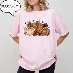 Floral Pumpkin Shirt Coquette Bow Autumn Fall Harvest Pumpkin Lover Gift Tee