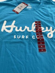 Hurley Men’s Crew Neck Short Sleeve Graphic 100% Cotton T-Shirt | Cyan Color XL