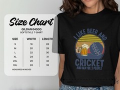 I Like Beer and Cricket T-Shirt Funny Sports Fan Gift Mens Womens Casual Tee Top