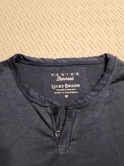 Lucky Brand Venice Burnout Mens M Long Sleeve Henley Shirt Denim Blue NWT
