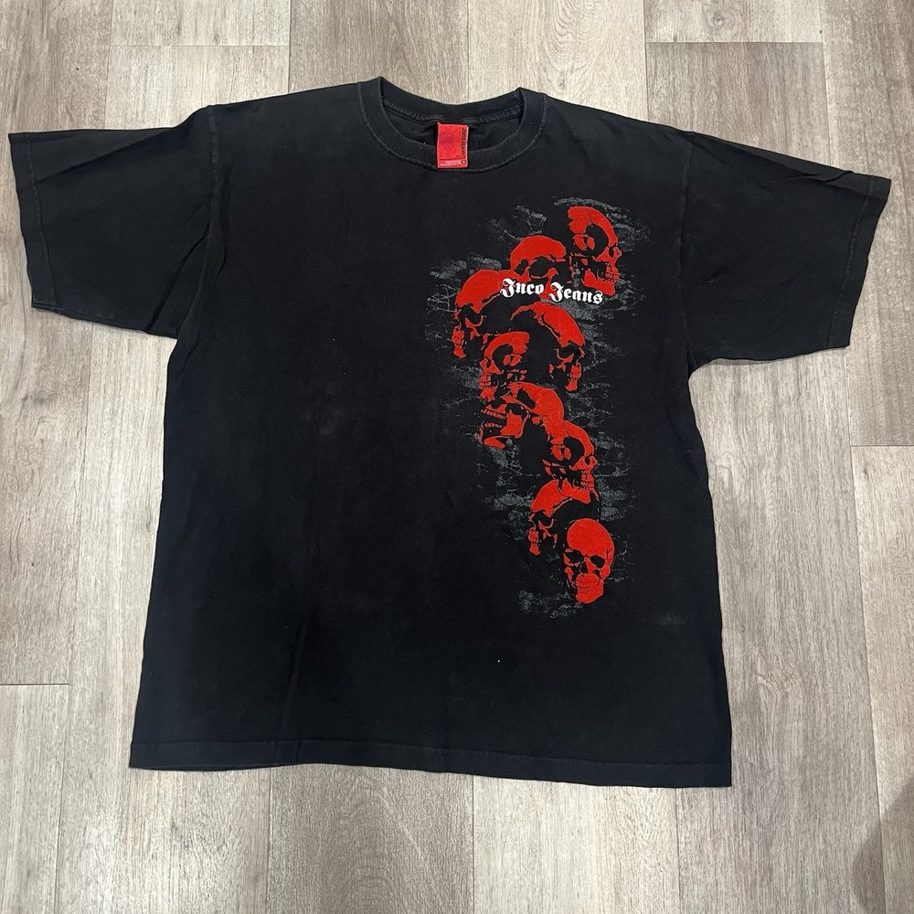 Vintage Y2K Jnco Jeans Black Skull Tattoo Skate Shirt Men’s X Large XL
