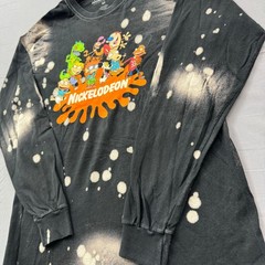 Nickelodeon 90s Characters Bleach Wash Long Sleeve Shirt Mens Sz M Black Rugrats