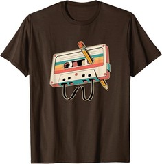 Retro Cassette Tape Pencil 80s 90s T-Shirt
