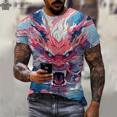 Men’s Dragon T-shirt Fashion 3d Printed Animal Pattern Short Sleeved Tops