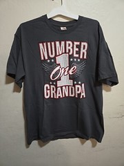 Number 1 Grandpa T Shirt Mens XL Short Sleeve Gray Wings