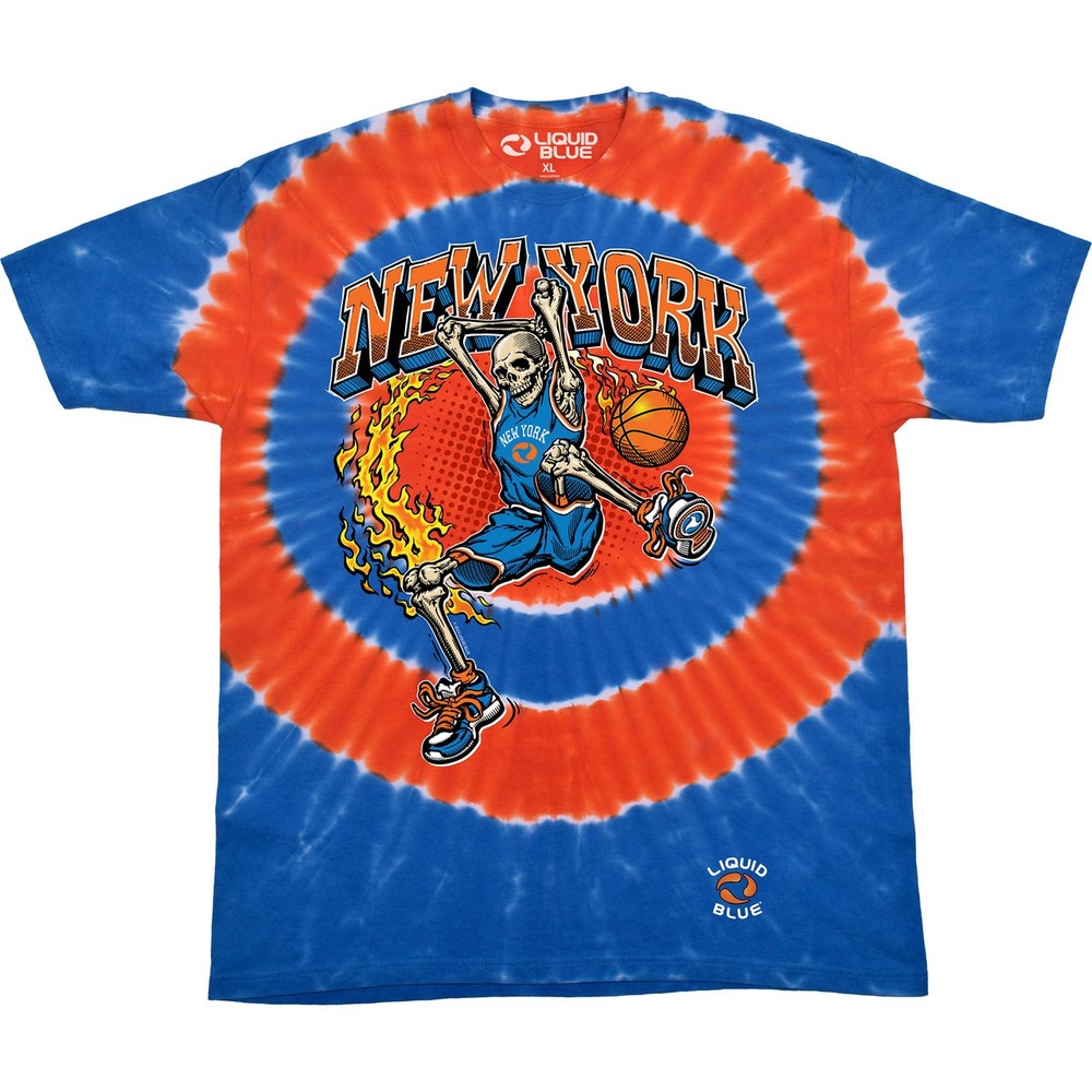 [Limited Edition] Vintage New York Dunker Basketball Skeleton Tie-Dye T-Shirt Li