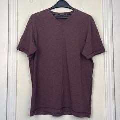 Public Rec Go-To V-Neck Mens L Pima Cotton Stretch Tee T Shirt Burgundy