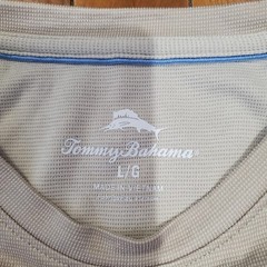 Tommy Bahama Shirt Mens Large Beige Solid Tagless Crewneck Soft Tee Casual