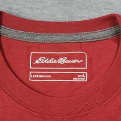 Eddie Bauer T Shirt Mens Large Red Legend Wash Crew Neck Pocket Casual NWT