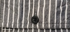 Seven Souls Striped White & Black Button Up Shirt Size Large With Patches