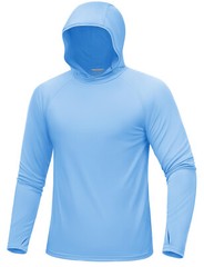Mens UPF 50+ Sun Protection Shirts Quick Dry Long Sleeve Rash Guard Hoodie Shirt