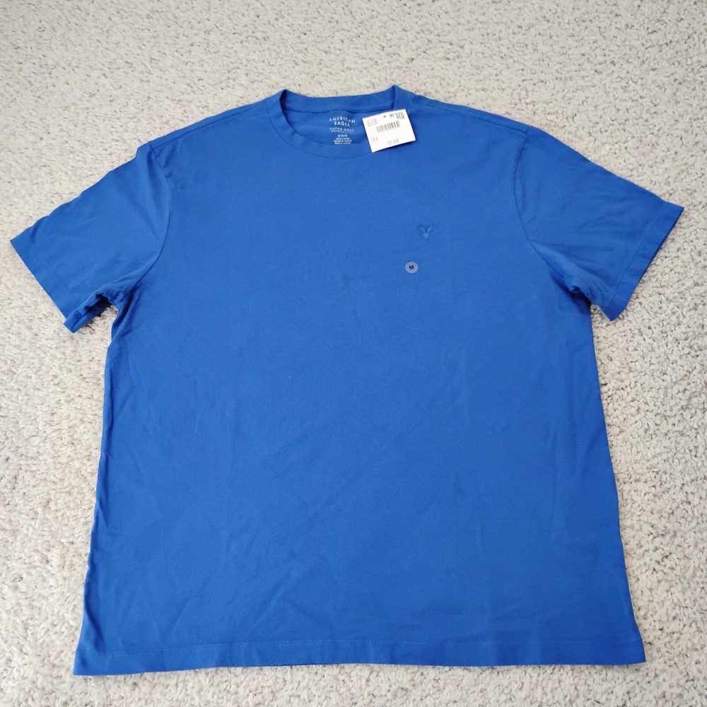 American Eagle Shirt Mens Medium Blue Preppy Casual Essential Super Soft Crew