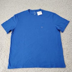 American Eagle Shirt Mens Medium Blue Preppy Casual Essential Super Soft Crew