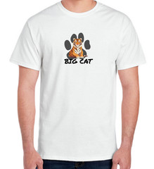 Big Cat Tiger Gray Paw Prints Wildlife White T-Shirt M Soft Style Tee