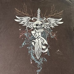 Avirex Shirt Mens XL Vintage 2000s skull sword Brown Graphic
