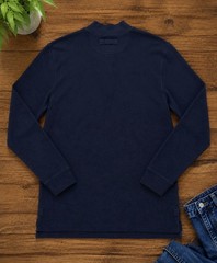 Duluth Trading Co XL Trim Fit Navy Longtail Henley Shirt Stretch Cotton