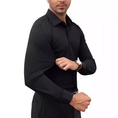 Spring Fashion Stretch Shirt Men Casual Long Sleeves Business Casual Coat