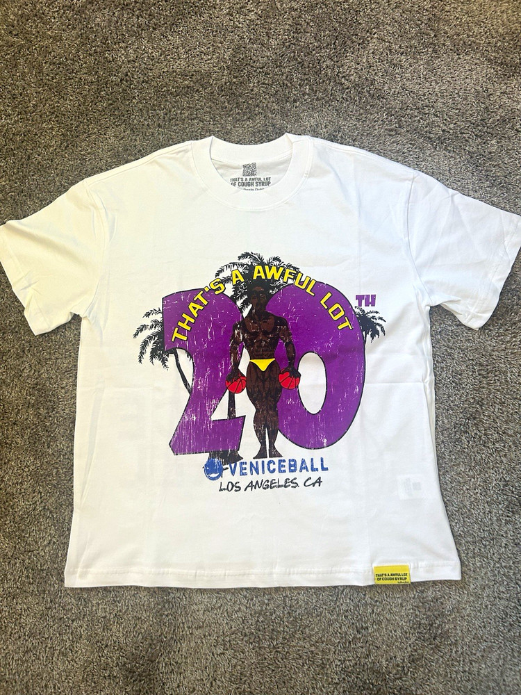 That’s a Awful Lot of Cough Syrup Veniceball White Graphic Logo Tee Men M
