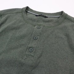 Members Mark Thermal Henley Shirt Mens Medium Green Pullover Dexter