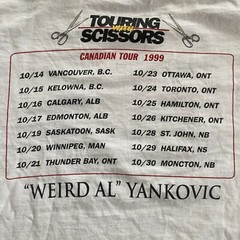 Vintage 1990s Weird Al Yankovic Touring with Scissors T-shirt 1999 Concert Tee