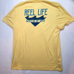 Reel Life Mens T-Shirt Yellow 2XL Short Sleeve Cotton Crew Neck Pullover Outdoor
