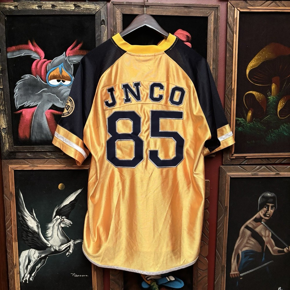 Vintage Jnco Jeans Stitched 90s Skater Hip Hop Baggy Jersey #85 Shirt Sz Med Y2K