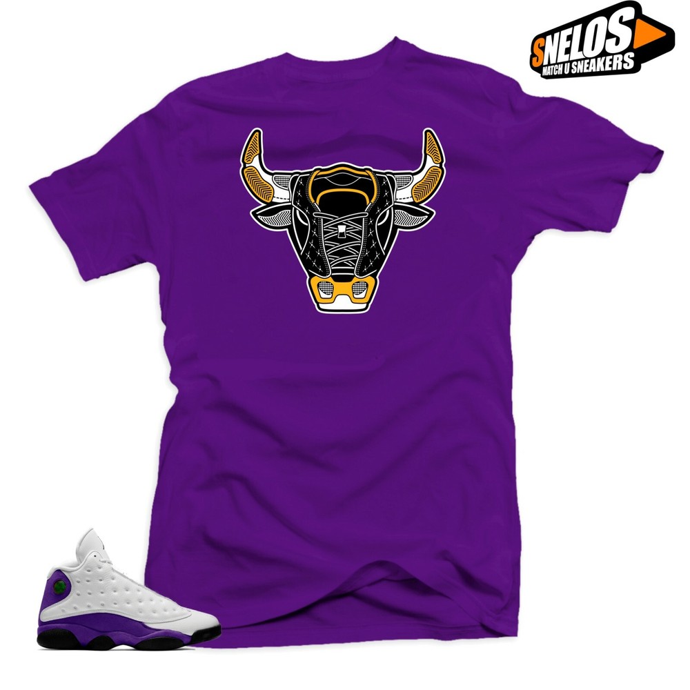 Shirt Match Jordan Retro 13 Lakers Sneaker Tees-The BULL Purple