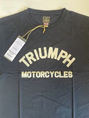 Triumph Motorcycles T-Shirt Mens Large Burnham Jet Black Spellout Logo Cotton