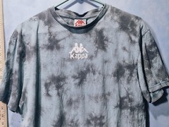 Kappa Shirt Mens L Green Tie Dye Logo Graphic Tee Back Hem Print Streetwear