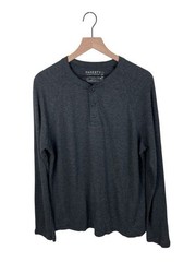 Faherty Long-Sleeve Cloud Henley Men’s Size Large Charcoal Heather Pima Cotton