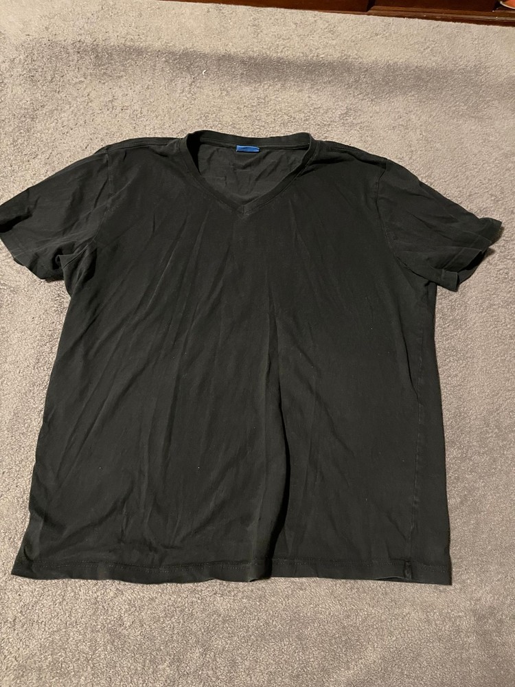 CityLab T-Shirt Mens L Black V-Neck Short Sleeve 100% Cotton Basic Tee Preowned