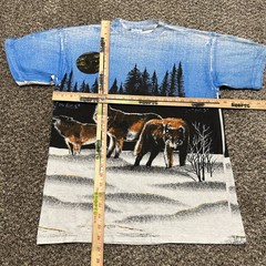 Vintage Wolf T shirt Size M 90s All Over Print Nature – Pre-owned