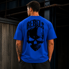 Oversized Skull Graphic Print Cotton T-Shirt Men’s Streetwear Gym Workout Sport