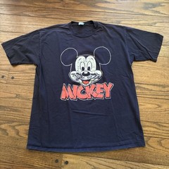 90s Disney Mickey Mouse MICKEY Tee – Black Size OSFA XL Distressed Faded Nice