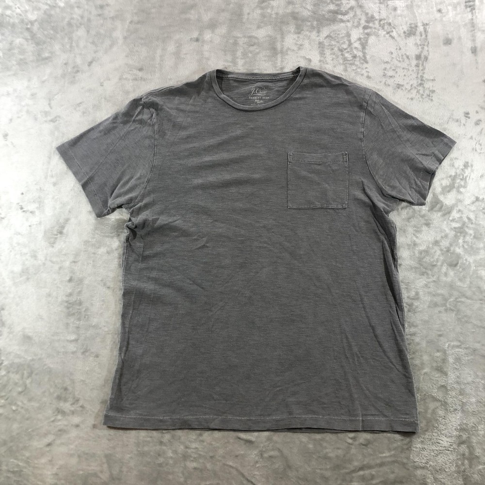 J.Crew Shirt Mens Medium Gray Garment Dyed Pocket Tee Made USA Cotton Basic