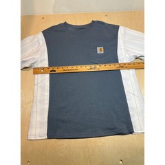Carhartt Reconstructed Custom Mixed Media Long Sleeve Pocket T-Shirt Blue Mens L