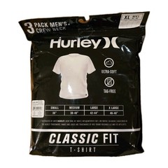 3 PACK HURLEY MENS CLASSIC FIT T-SHIRT ULTRA SOFT TAG FREE – White SZ XL