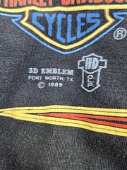 Vintage Harley Davidson 3D Emblem T-shirt Ridin Hogs Chicks (Large) (19.5×26.5)
