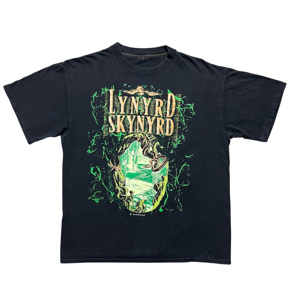 Vintage 90s 1993 Lynyrd Skynyrd World Tour T Shirt Mens Black Rock Band Large